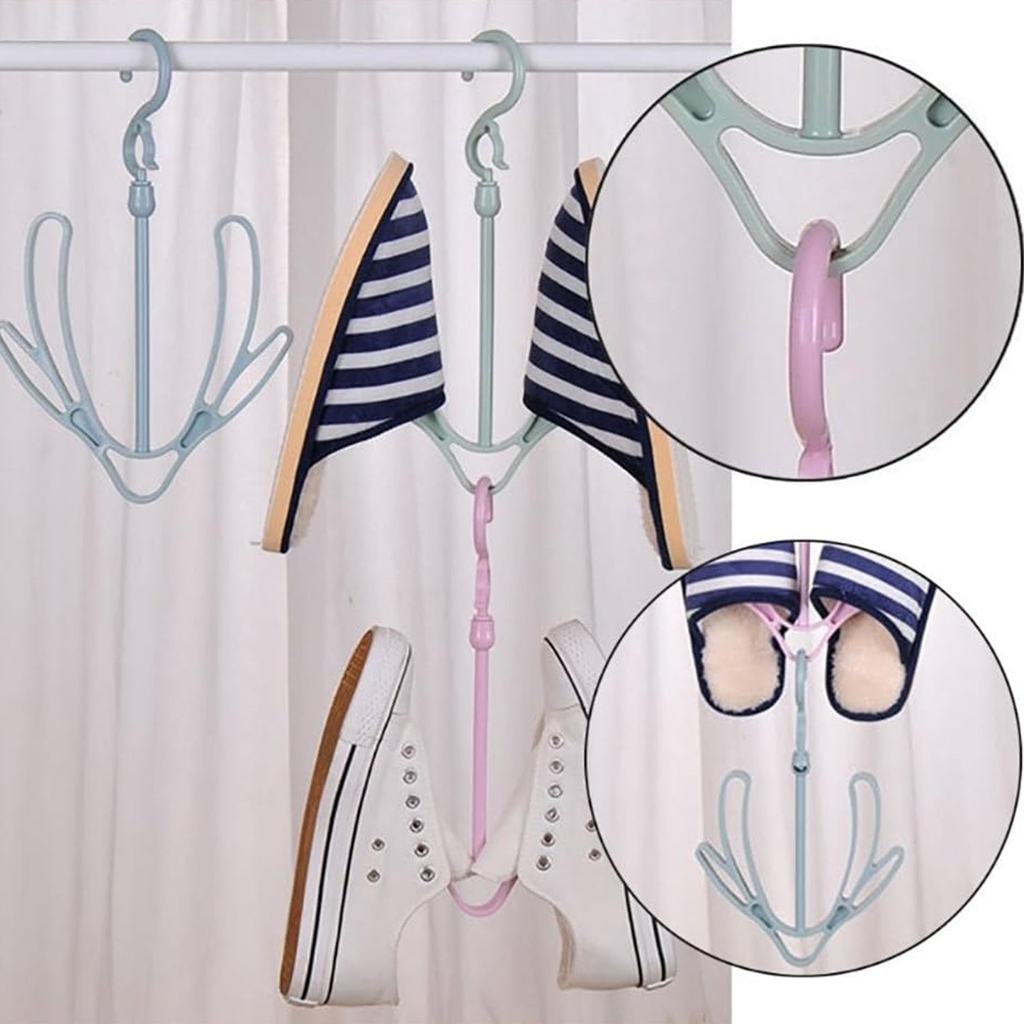 Front view of the Shoe Drying Hanger, showcasing its rotatable design.