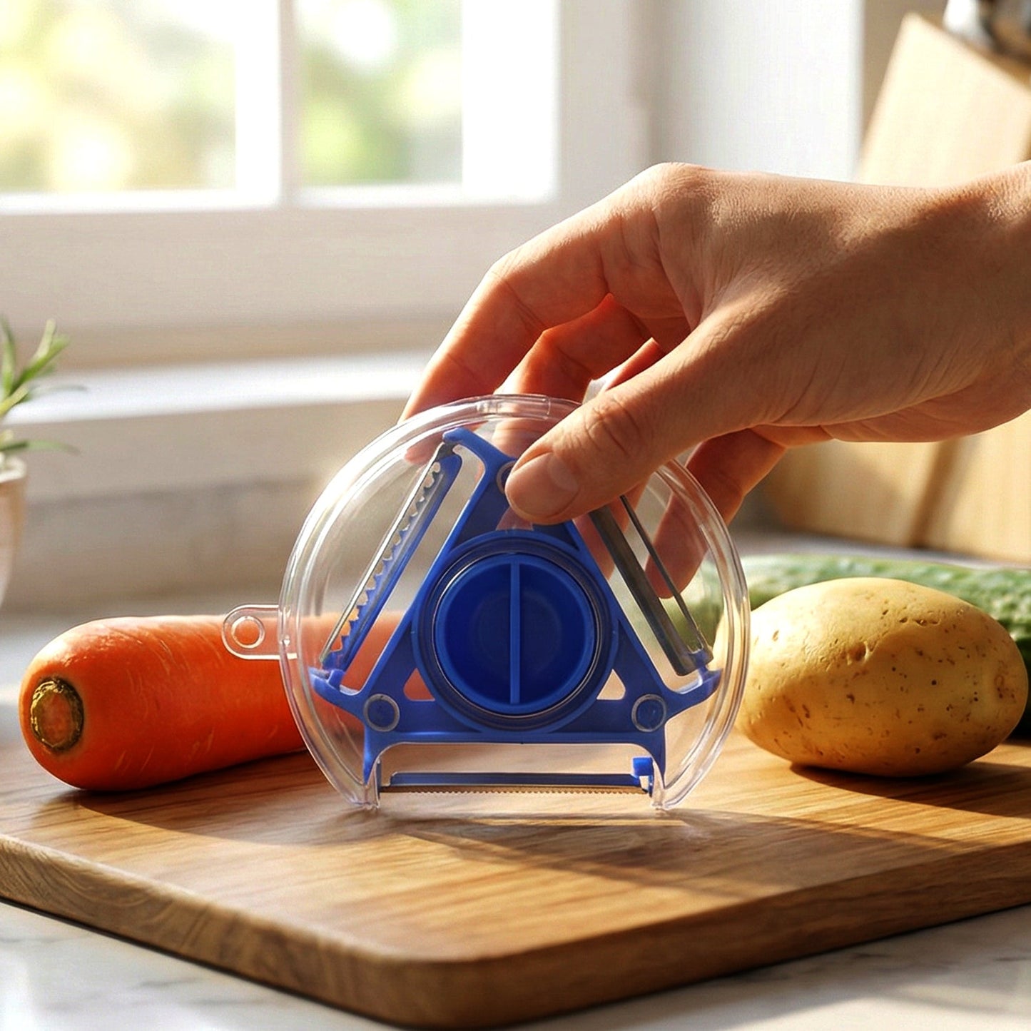 Sharp blade kitchen peeler designed for quick food preparation