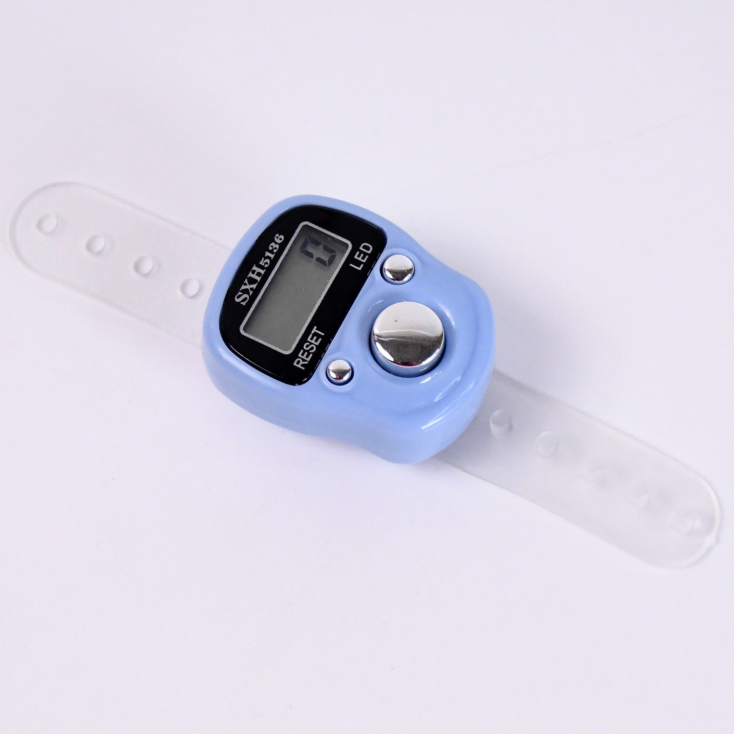 Compact digital finger counter featuring adjustable loop strap for easy use