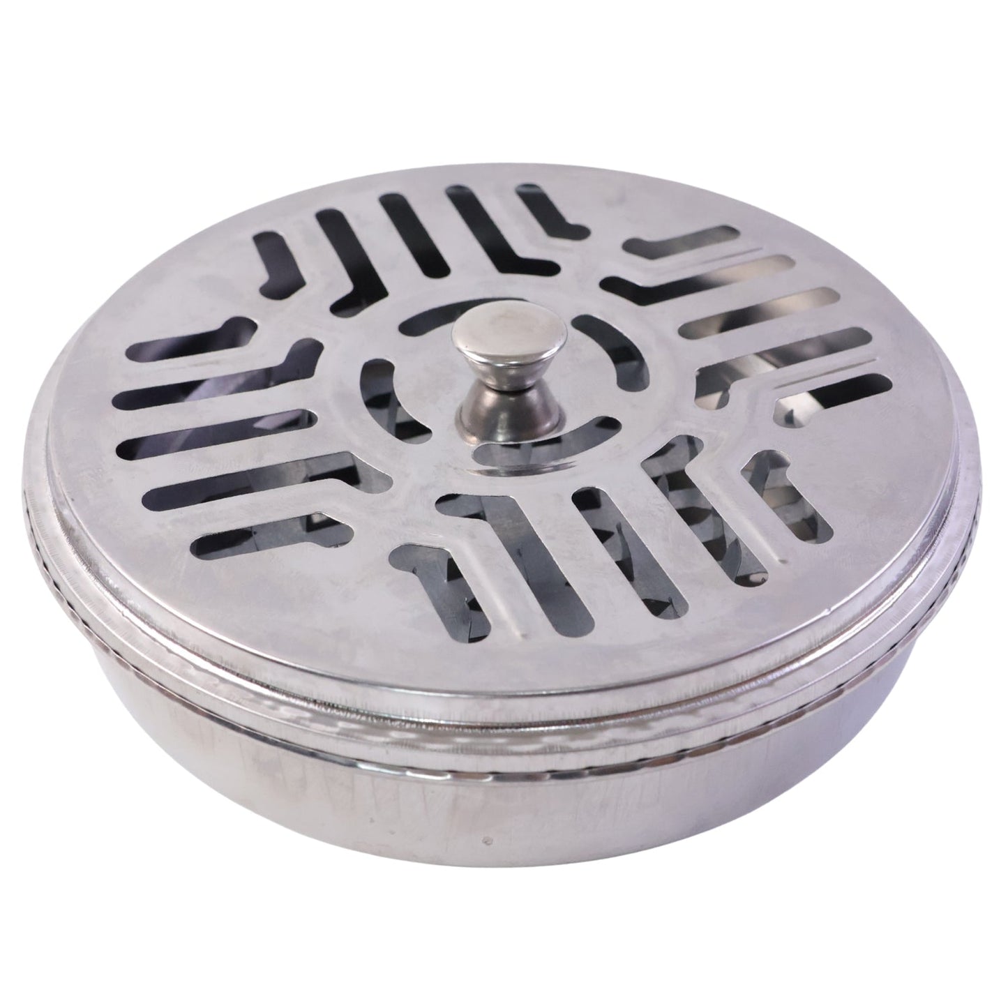 Safe coil burning stand with protective cover for indoor and outdoor use