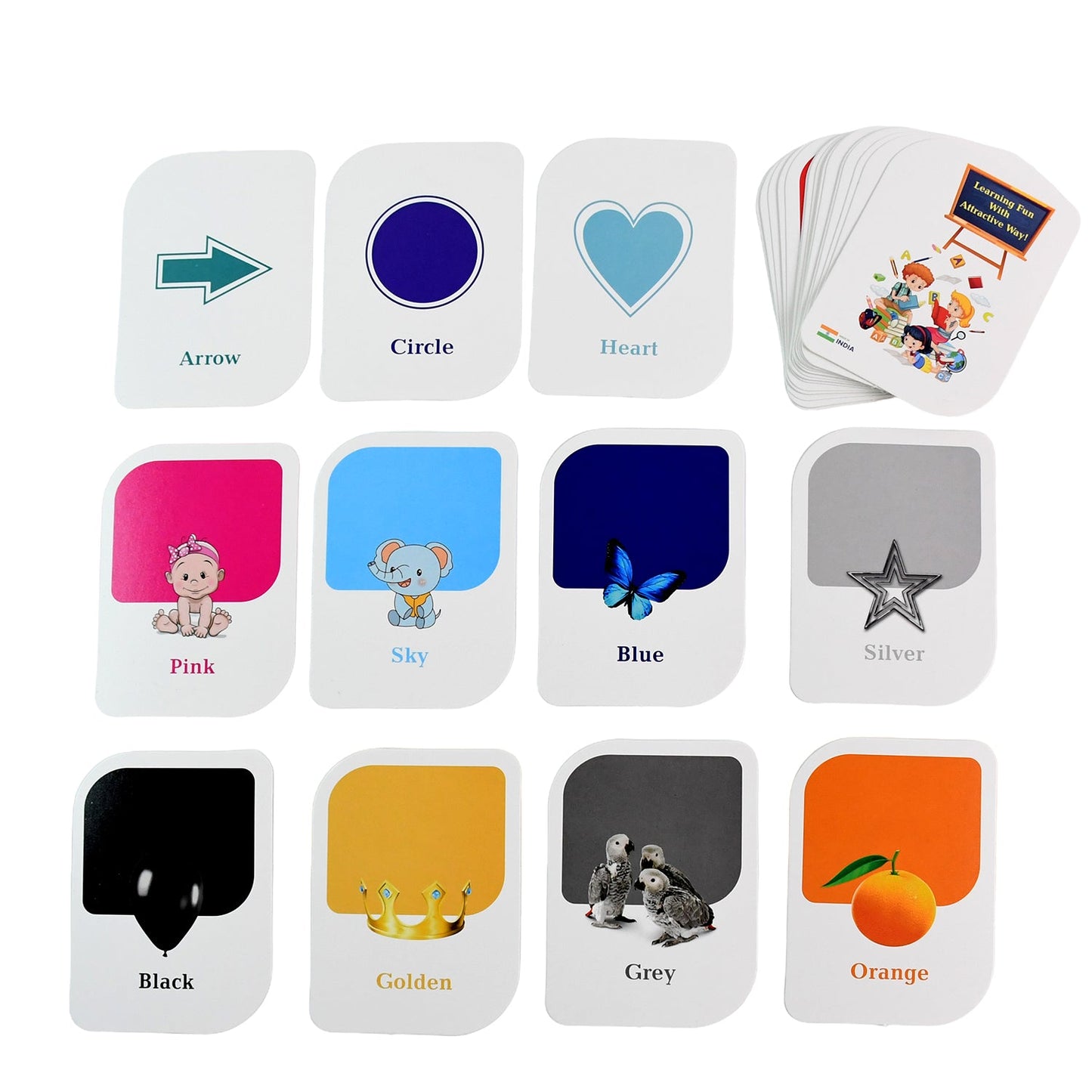 Safe laminated flashcards for toddlers and kindergarten to learn shapes and colors