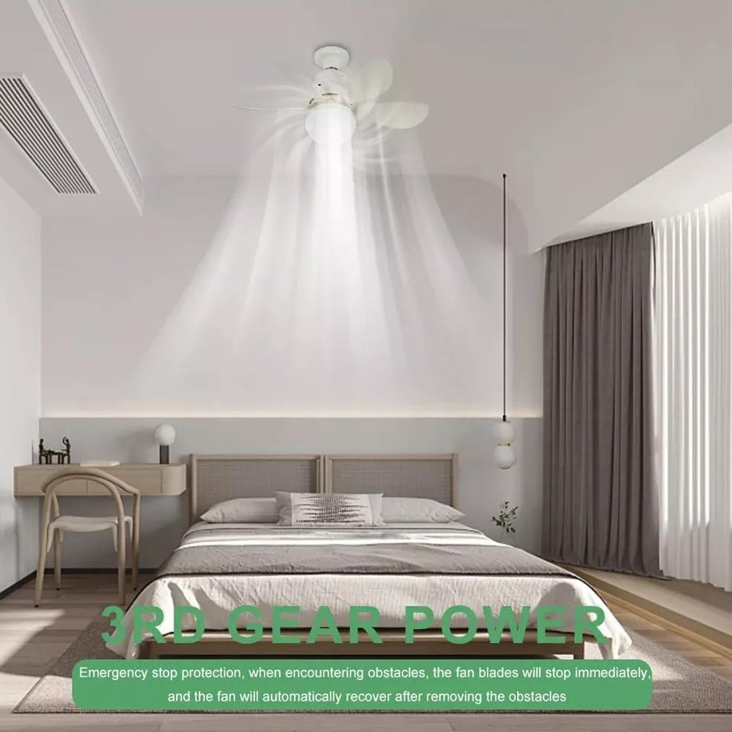Powerful LED ceiling fan ensuring efficient air circulation throughout a living space.