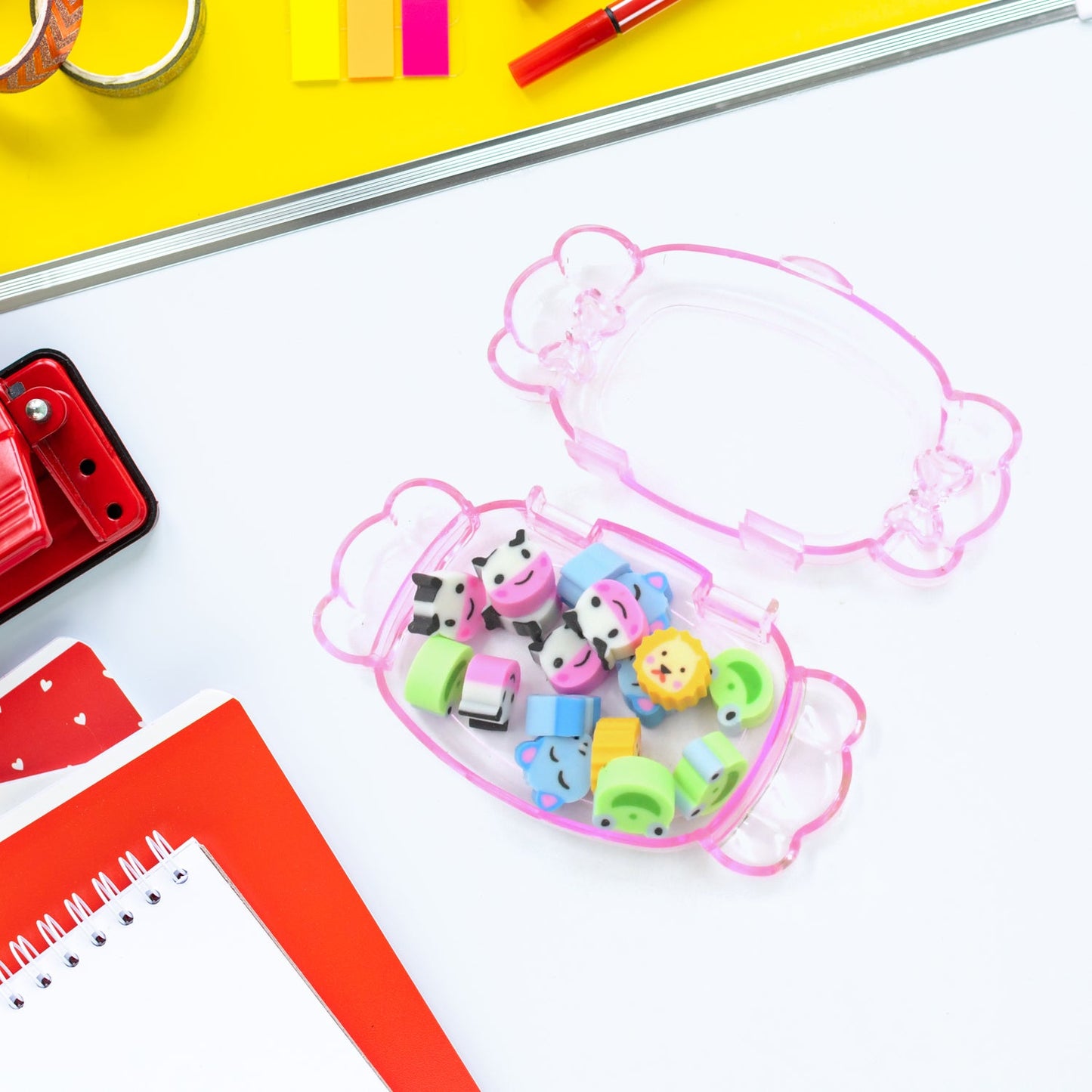 Assorted cute erasers ideal for pencil cleaning and everyday use.