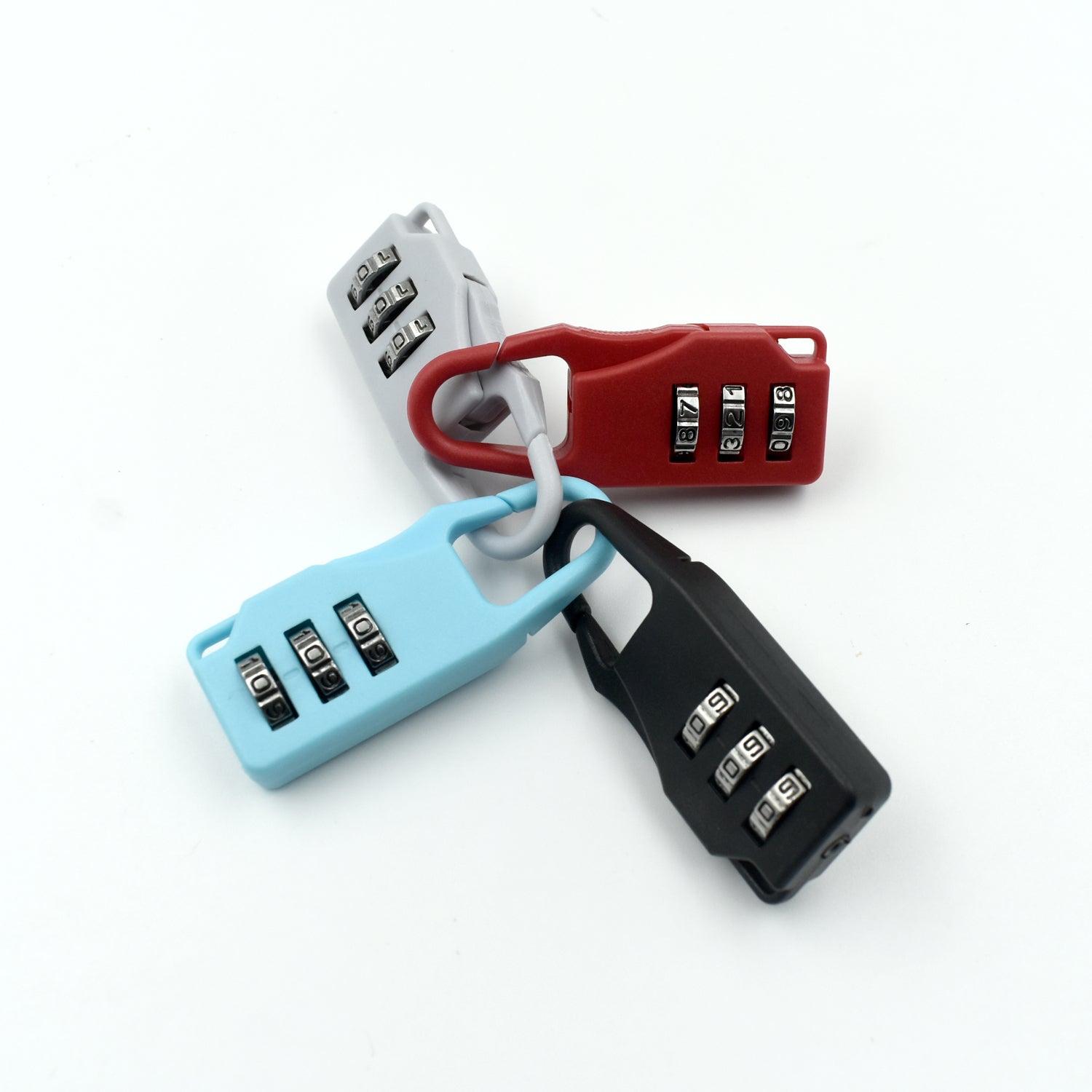 Close-up of the numbers on the secure 3-digit luggage lock.