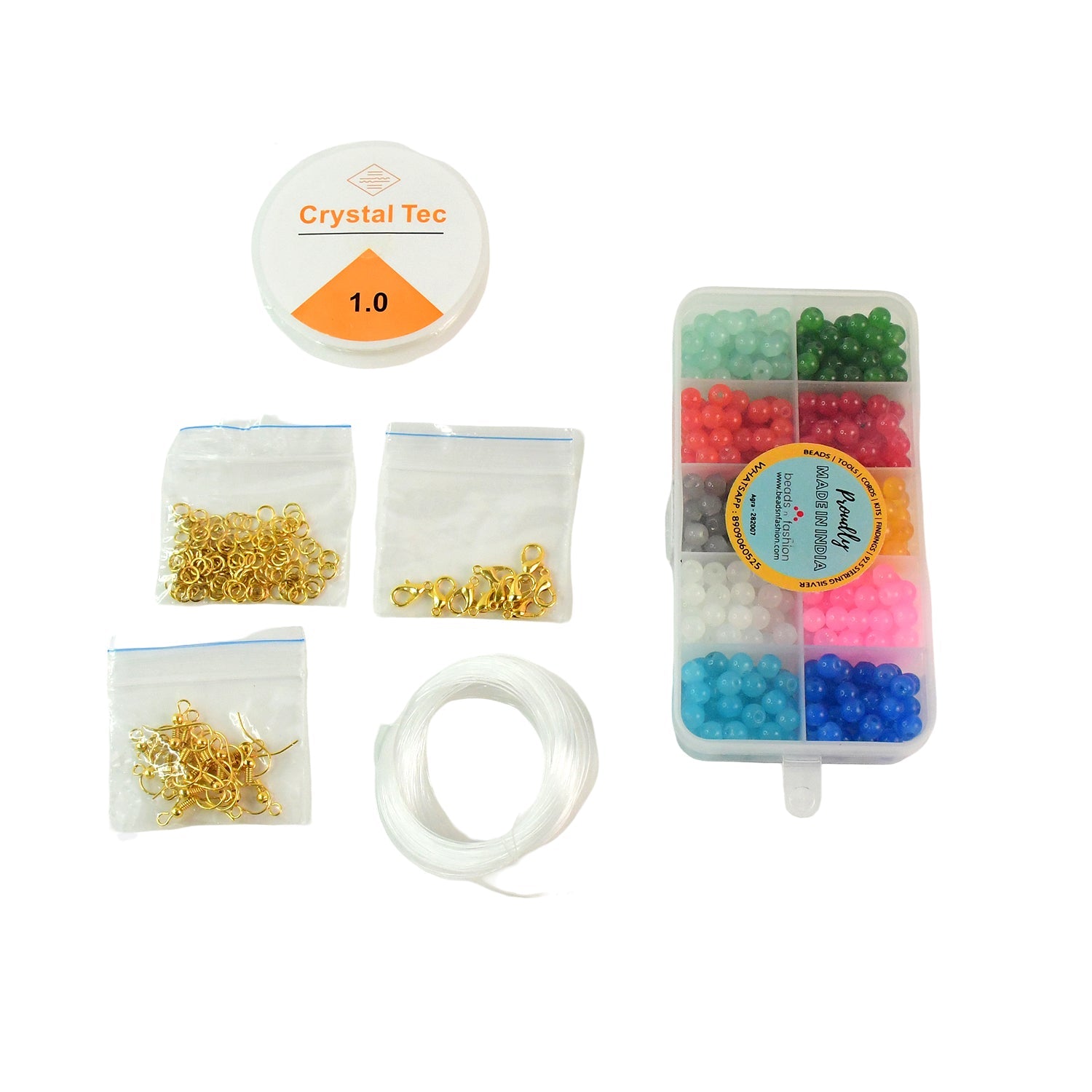 Beads and thread combo from DIY Jewellery Making Kit for crafting bracelets and necklaces