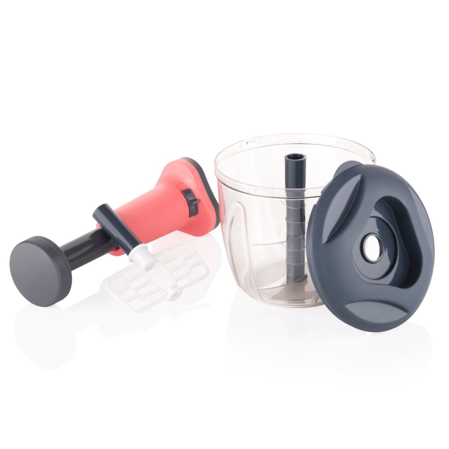 The manual vegetable chopper efficiently dicing onions without tears.