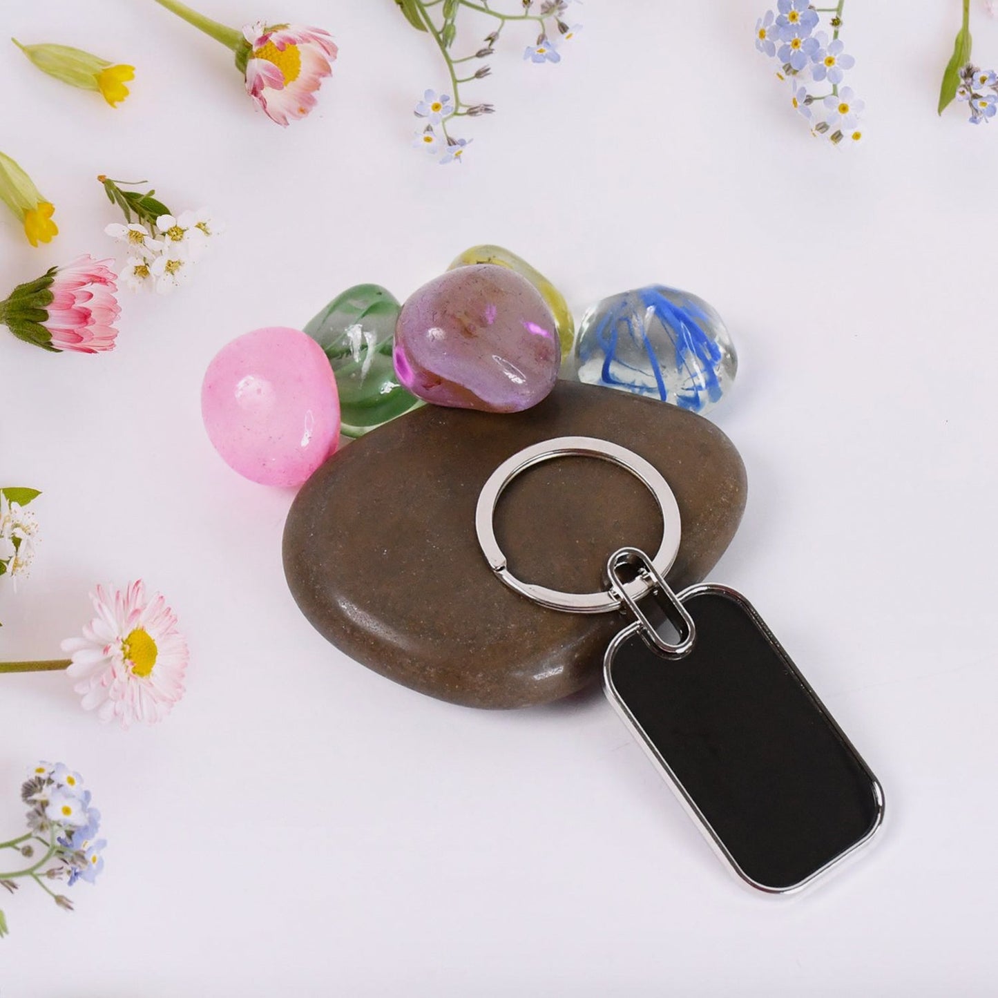 Durable oval metal keyring used as a shiny keychain accessory