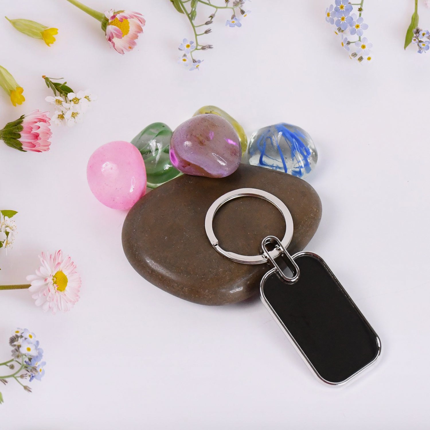 Durable oval metal keyring used as a shiny keychain accessory