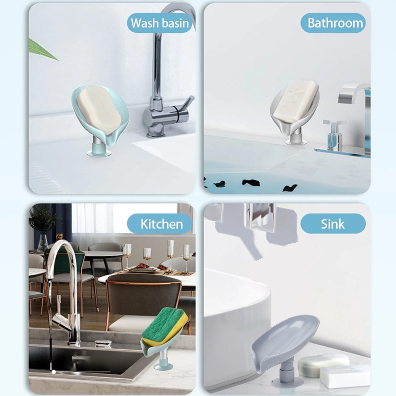 Top-down view of the innovative self-draining soap dish, perfect for keeping soap dry.