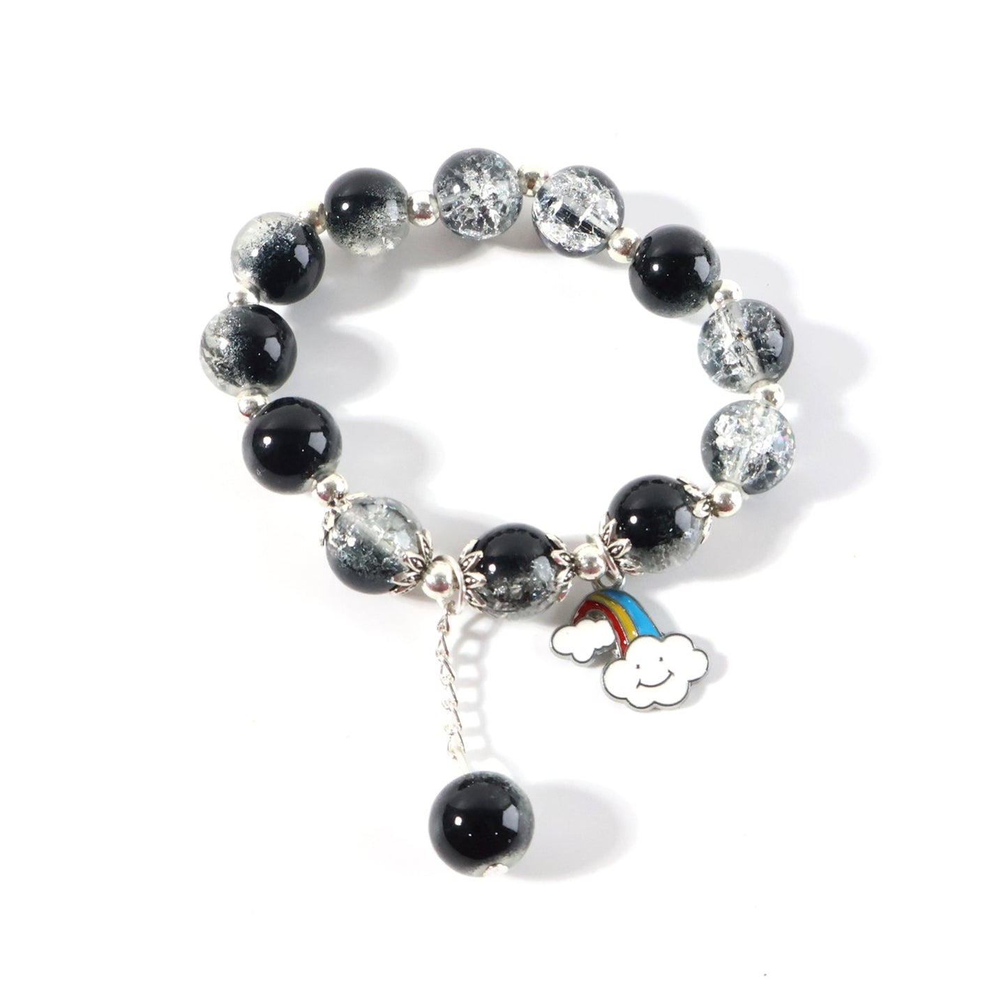 Fashion bracelet with playful cloud and rainbow charm for daily wear