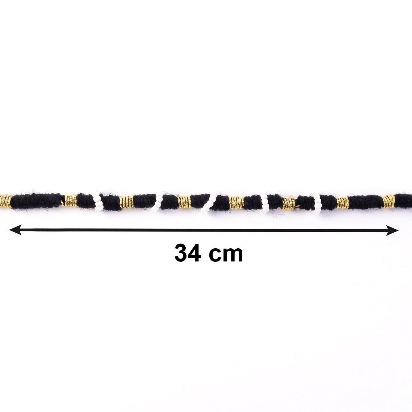 Black thread rakhi with detailed white pearl beads