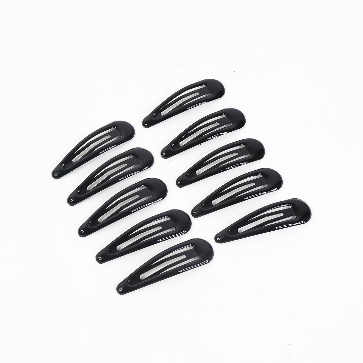 Set of 10 metal hair clips with secure snap-lock design