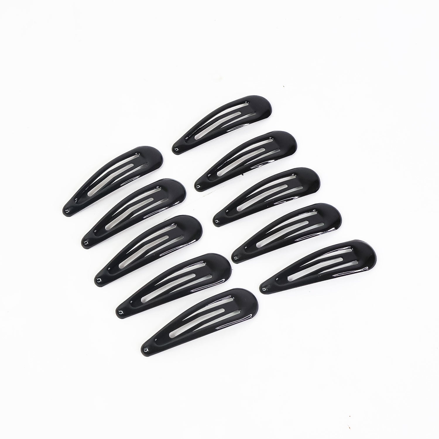 Set of 10 metal hair clips with secure snap-lock design