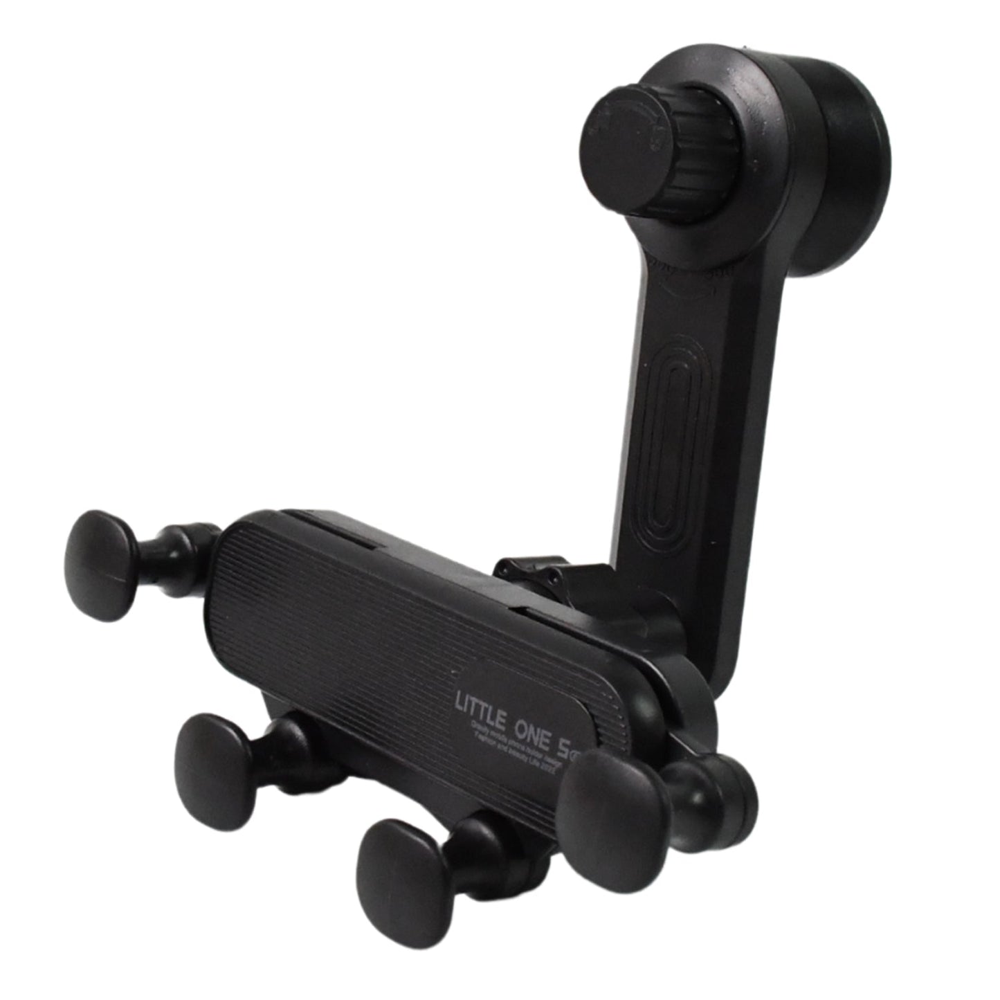Universal car phone holder designed to fit various horizontal and vertical air vent types.