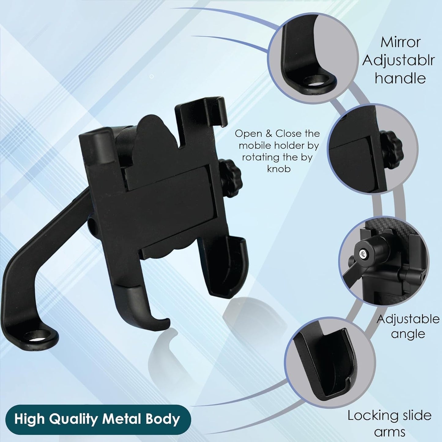 Packaging of the VelvaBloom full metal bike mobile holder.