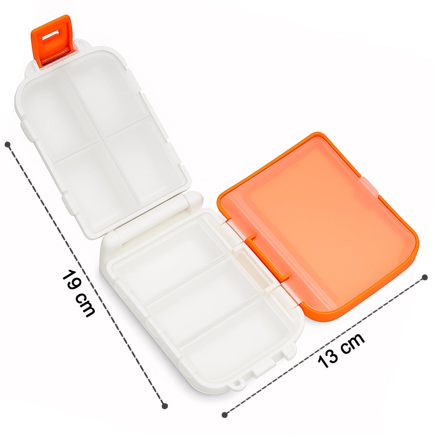 Close-up image of pill container snap-lock lids ensuring spill protection