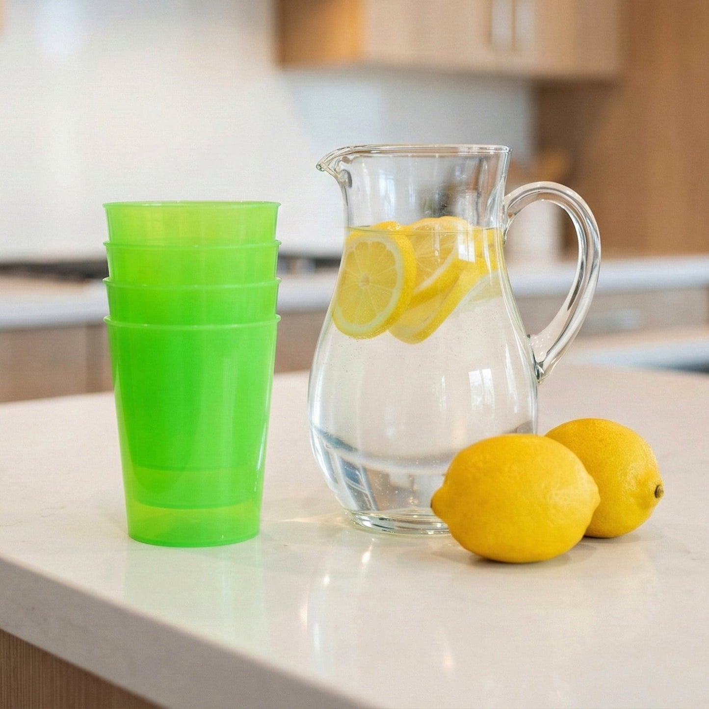 Lightweight reusable plastic tumblers, ideal for indoor and outdoor use.