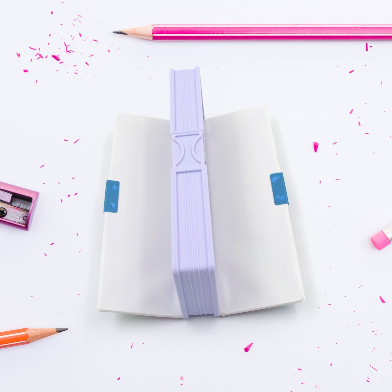 Side view of the double deck pencil case, ideal for school organization.