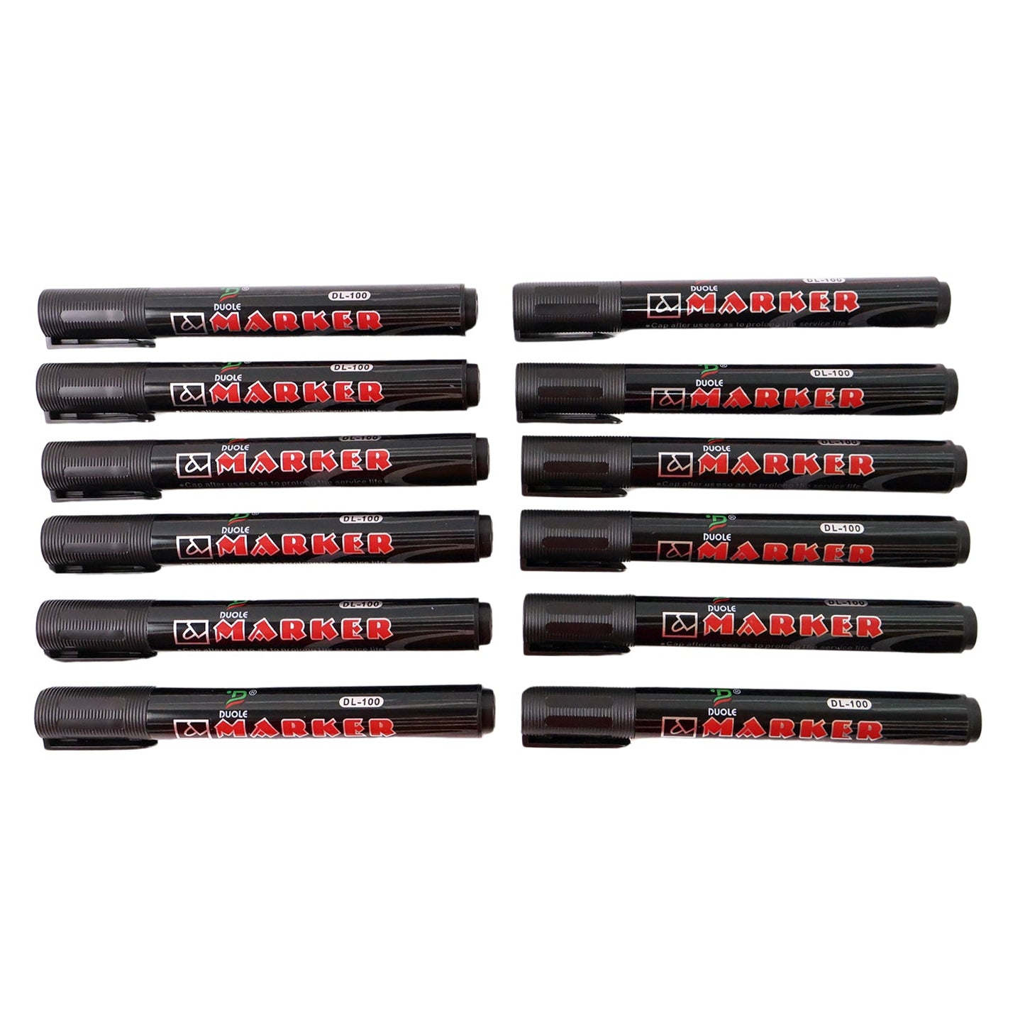 Black whiteboard marker held in hand with cap on, comfortable grip