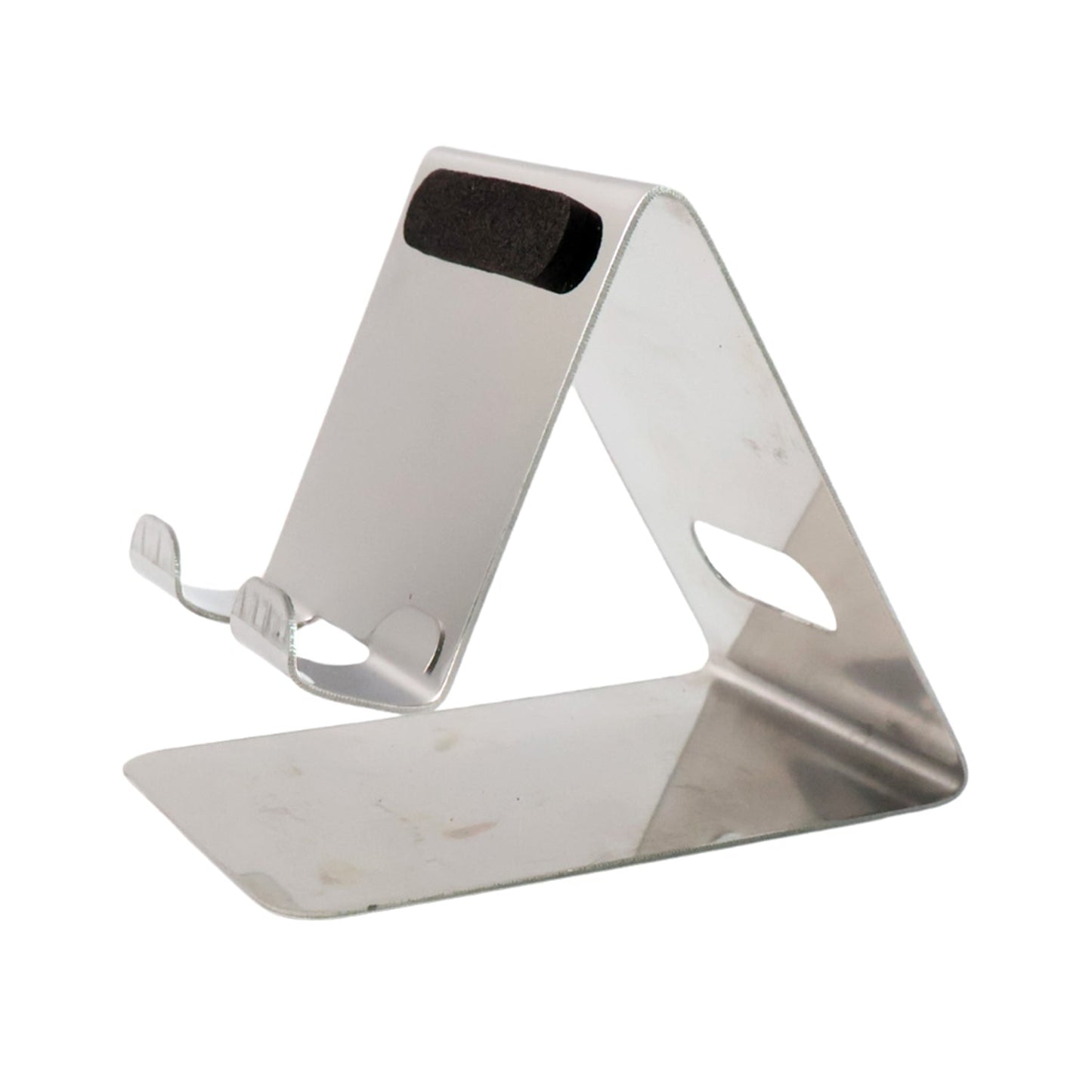 Angled view of mobile and tablet stand holder showing anti-slip silicone pads