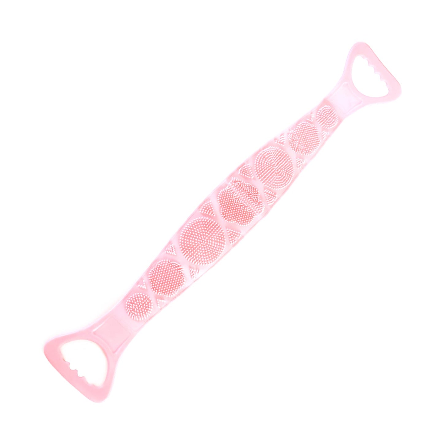 Body exfoliating silicone bath scrubber with easy-grip handles