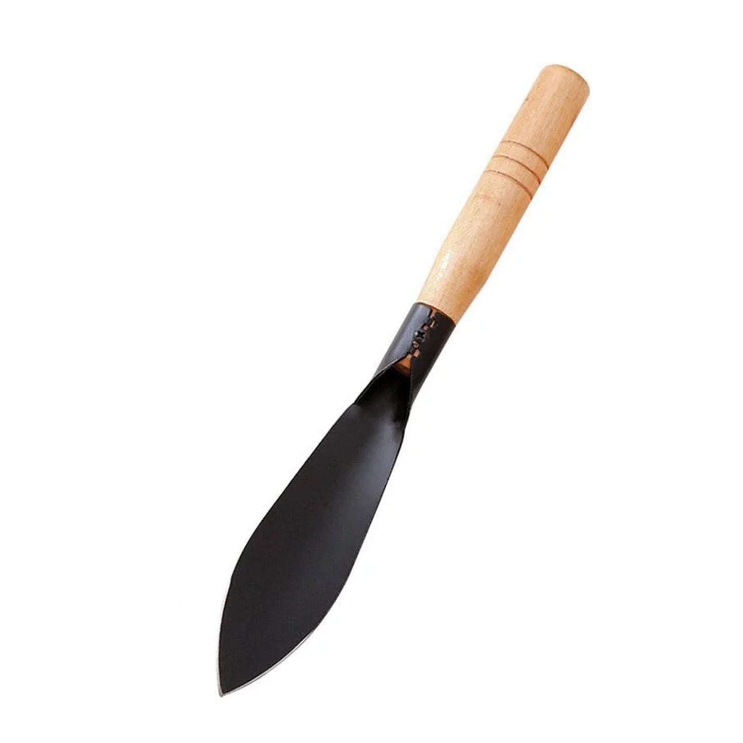 Weeder tool for garden maintenance featuring sharp metal blade