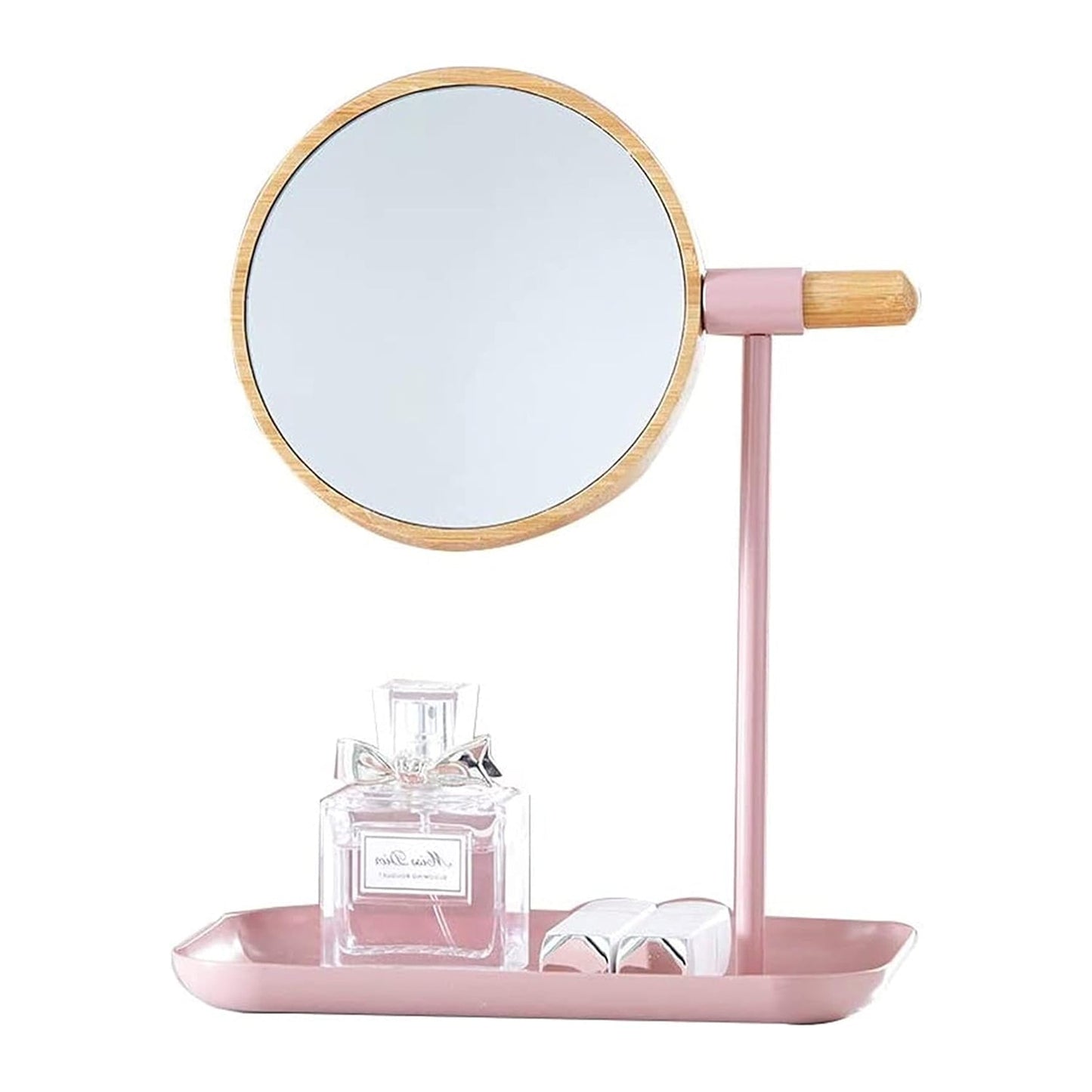Elegant wooden finish vanity mirror ideal for desk decor and personal care
