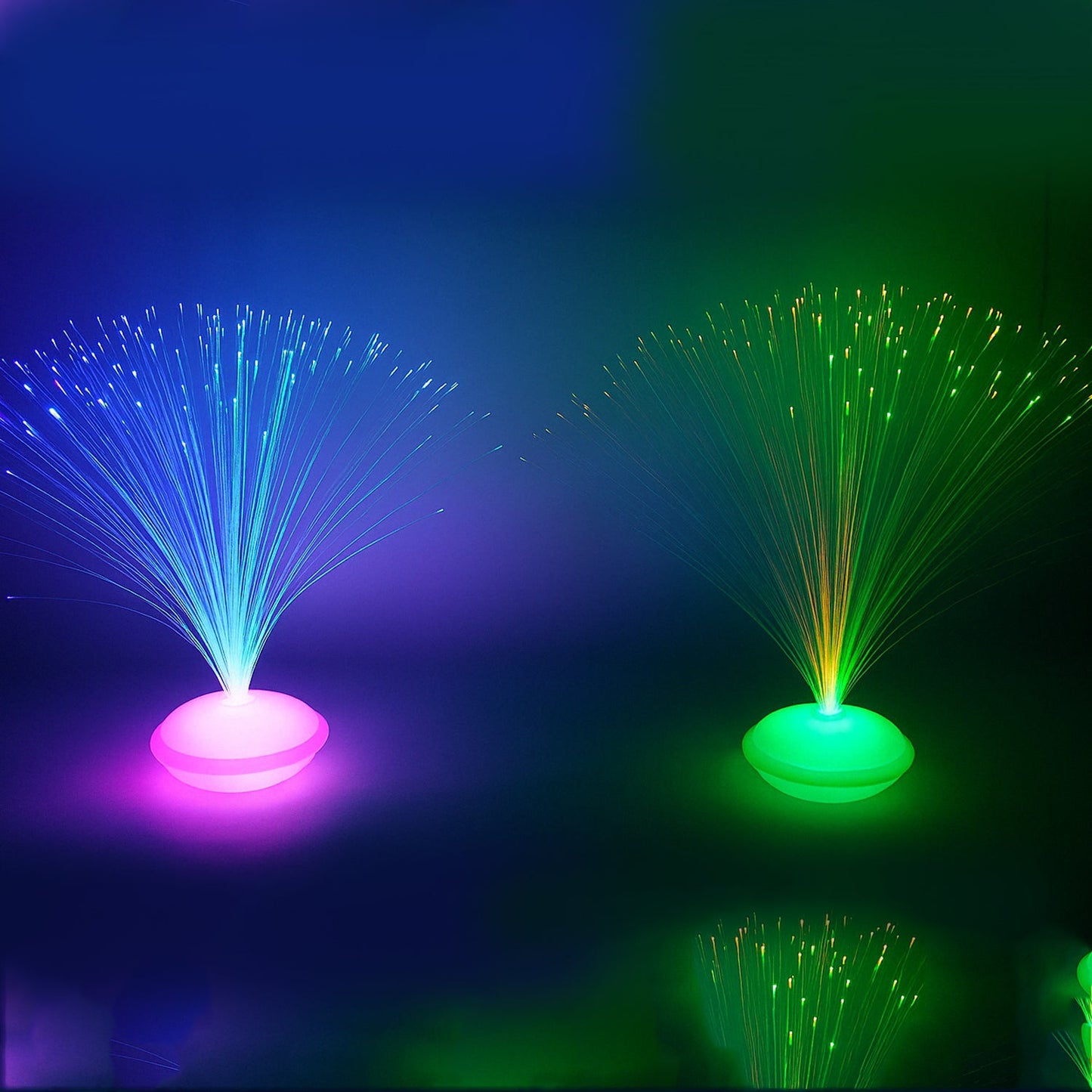 Set of 12 fiber optic LED night lamps with colorful display