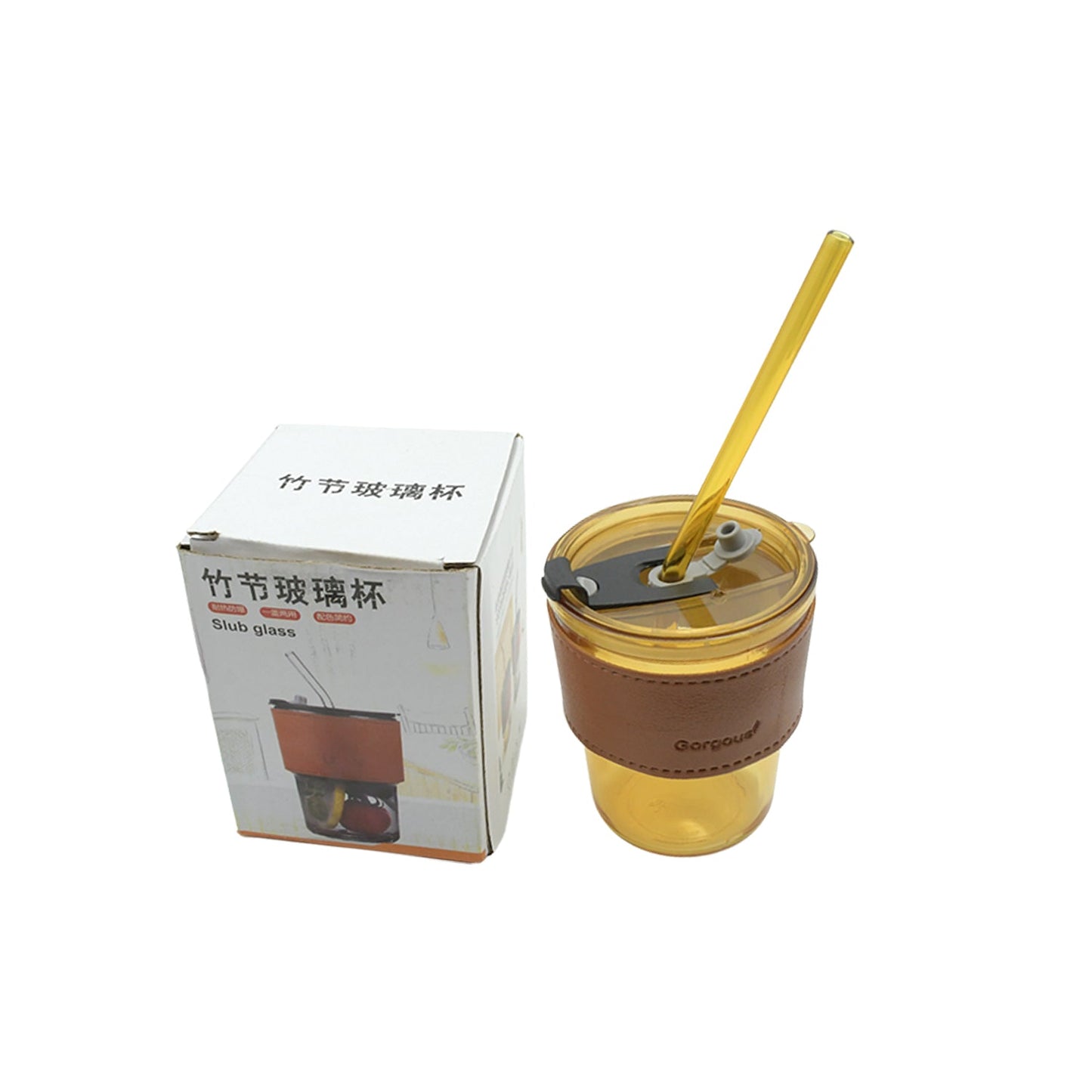 Durable glass coffee mug with lid and straw, perfect for daily use in India.