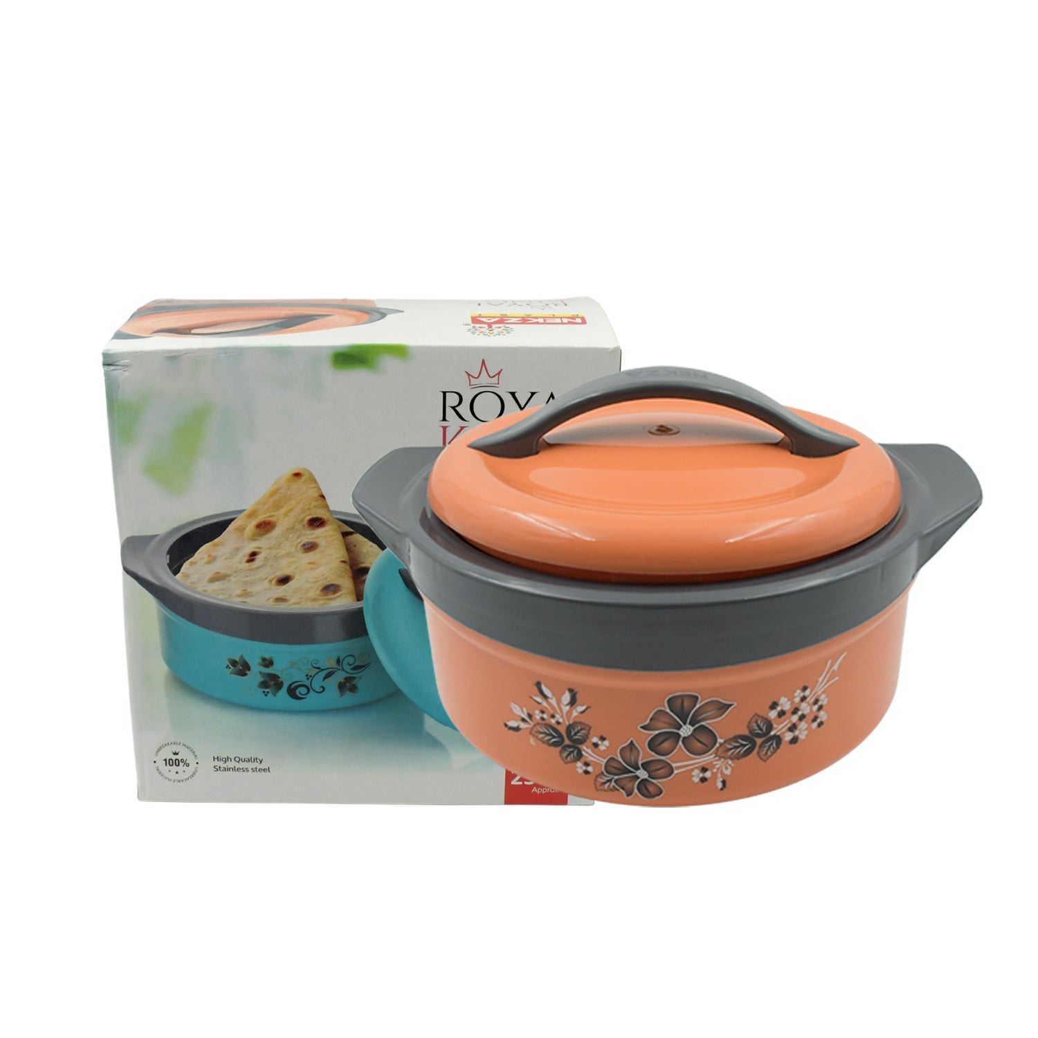 Stylish chapati box with a vibrant floral print, designed to keep flatbreads fresh.