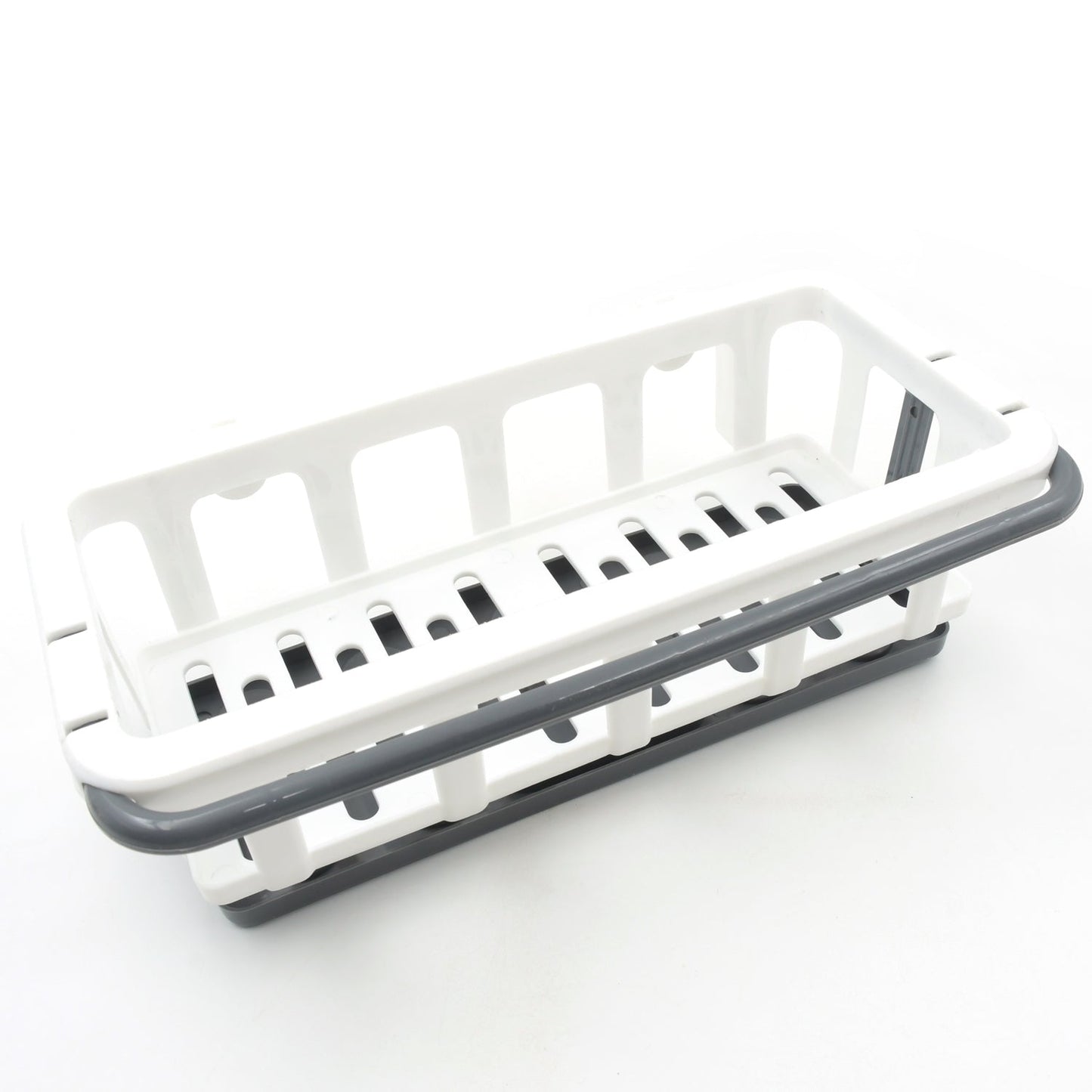 Dishcloth drying on the integrated bar of the versatile kitchen sink organizer.