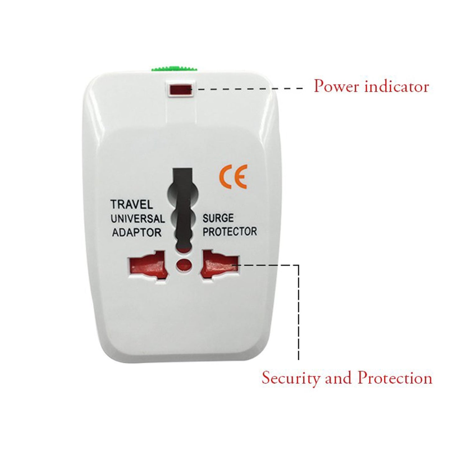 Side view of the portable travel adapter extended with an EU plug.