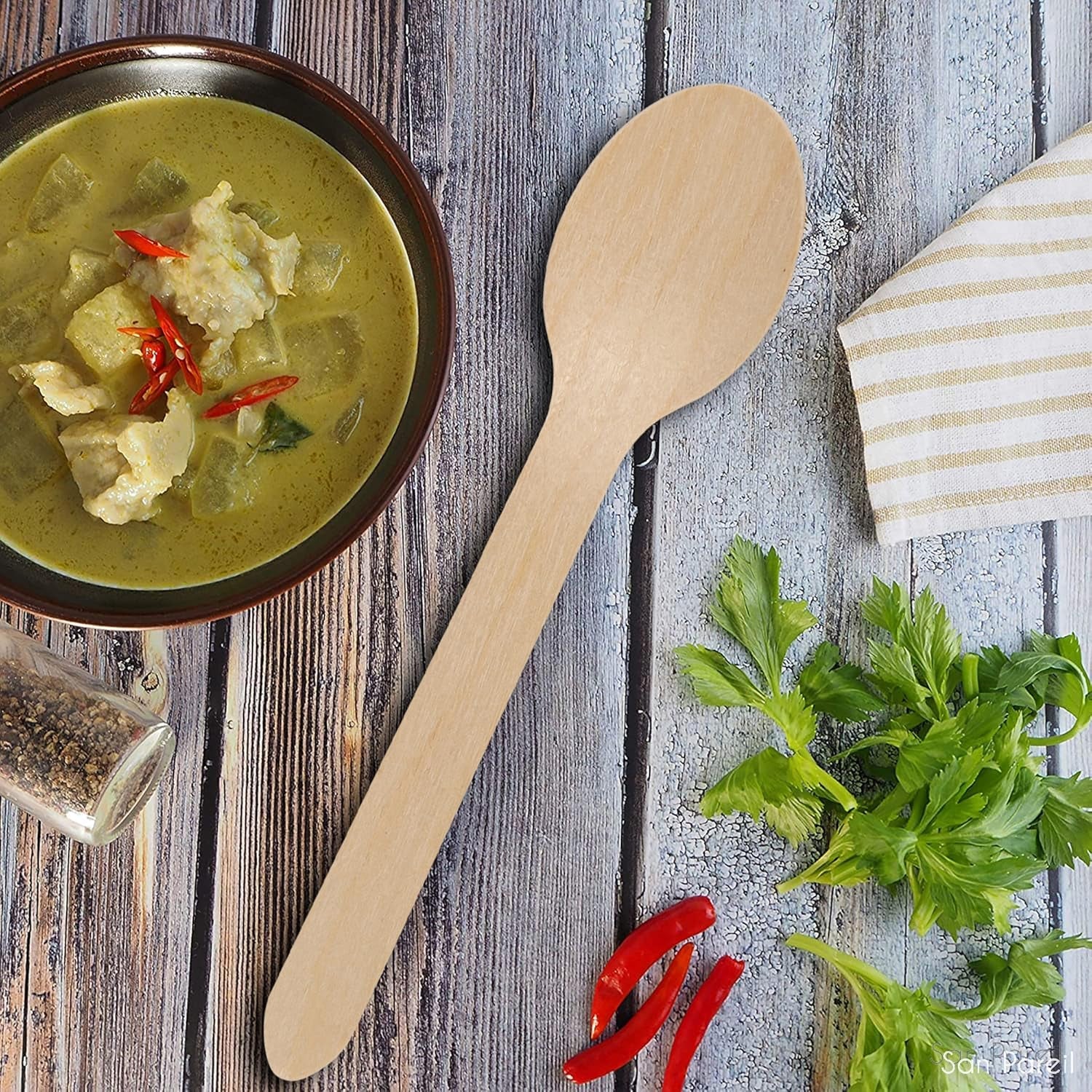 Sturdy birchwood wooden tea spoon ideal for hot and cold beverages