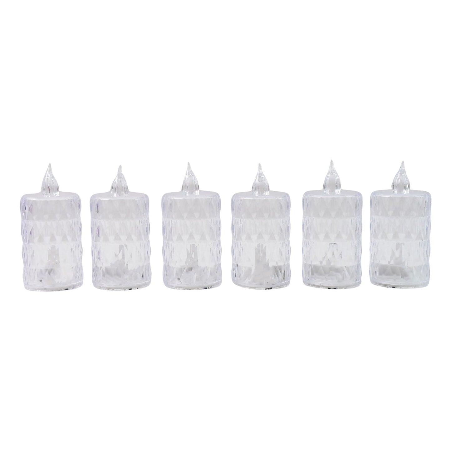 LED flameless lights with crystal-style glass covering for ambient setting
