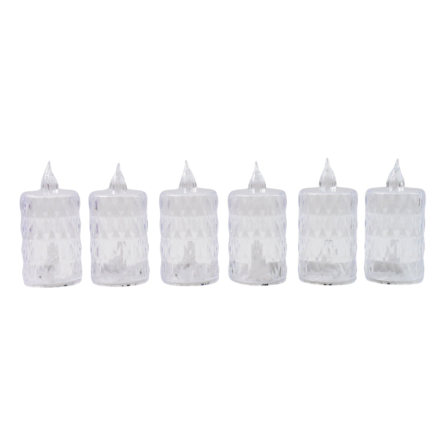 LED flameless lights with crystal-style glass covering for ambient setting