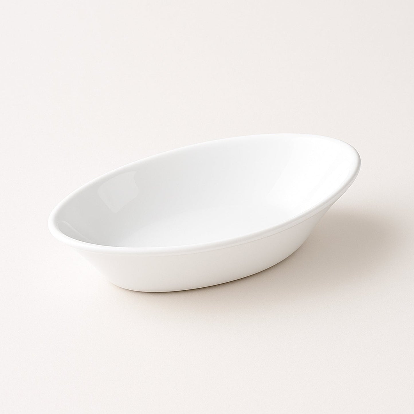 Deep profile of Marin oval serving bowl in white plastic