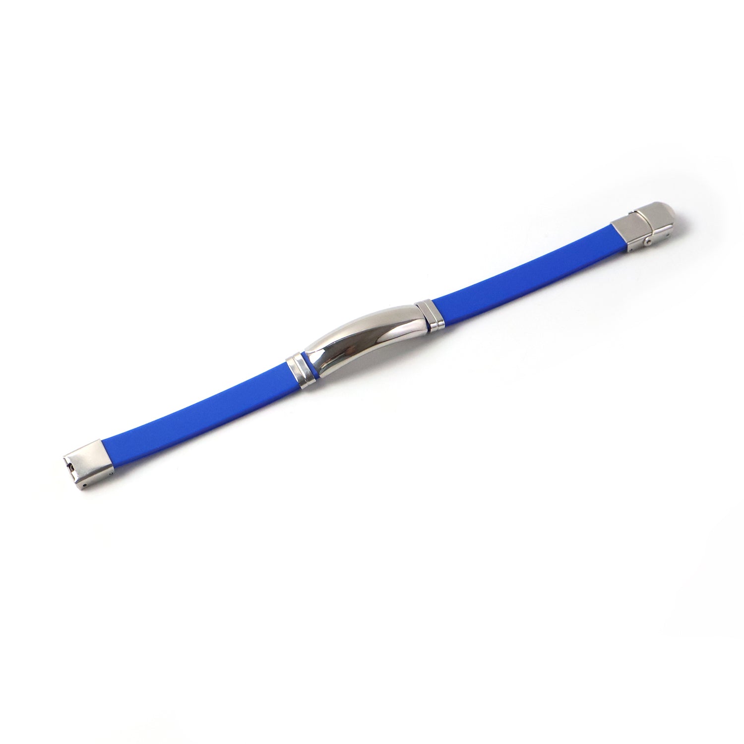 Silicone wrist bracelet with sleek metal finish for casual wear