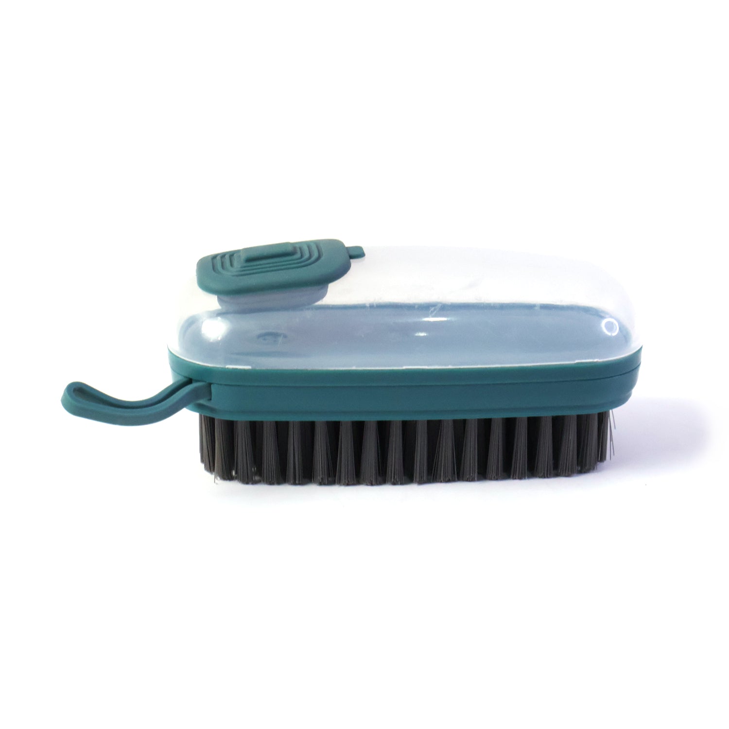 Close-up of the dispensing laundry cleaning brush in use