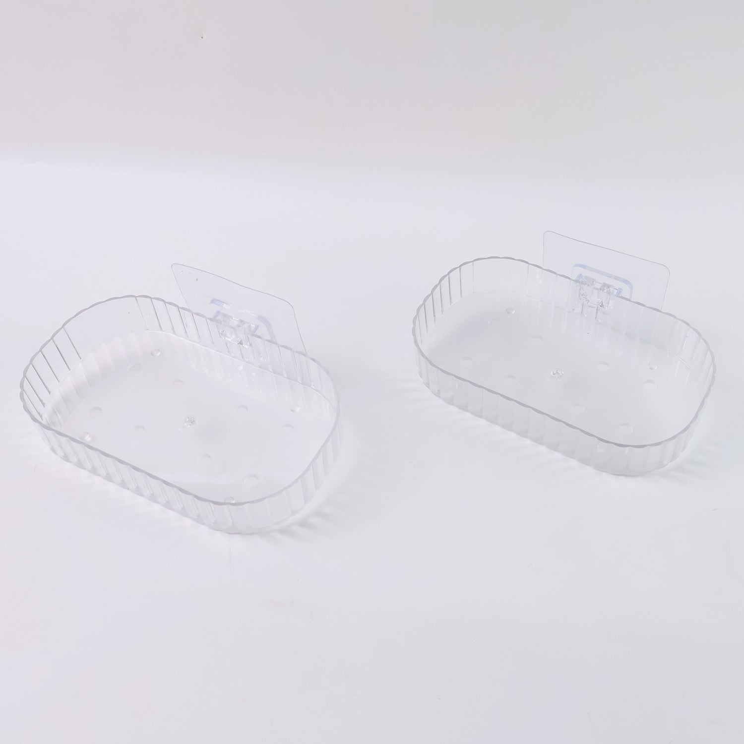 Sleek transparent soap tray with easy wall mount feature and drainage
