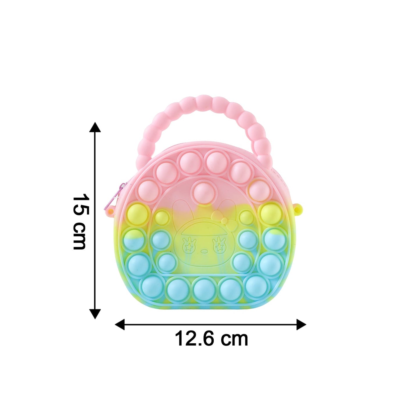 Trendy rainbow pop it silicone mini handbag for girls and kids