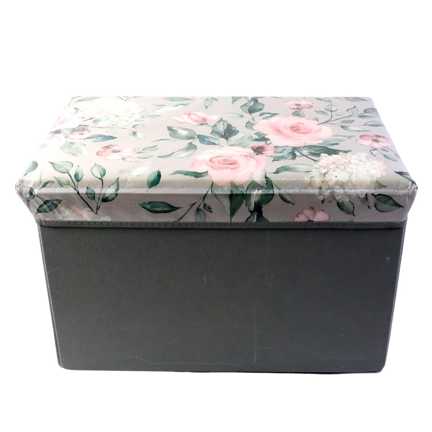 Organizer box with elegant floral lid, perfect for closet and under-bed storage