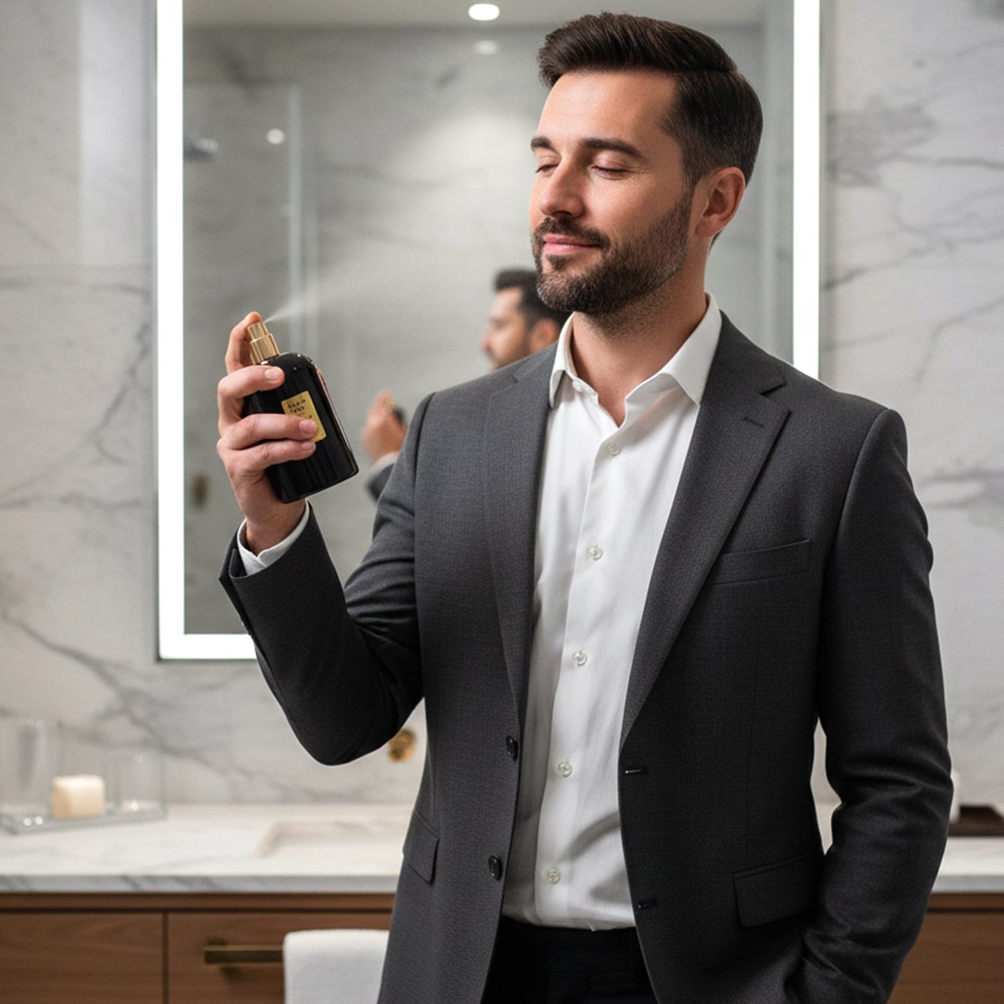Premium Black Oud perfume design by Next
