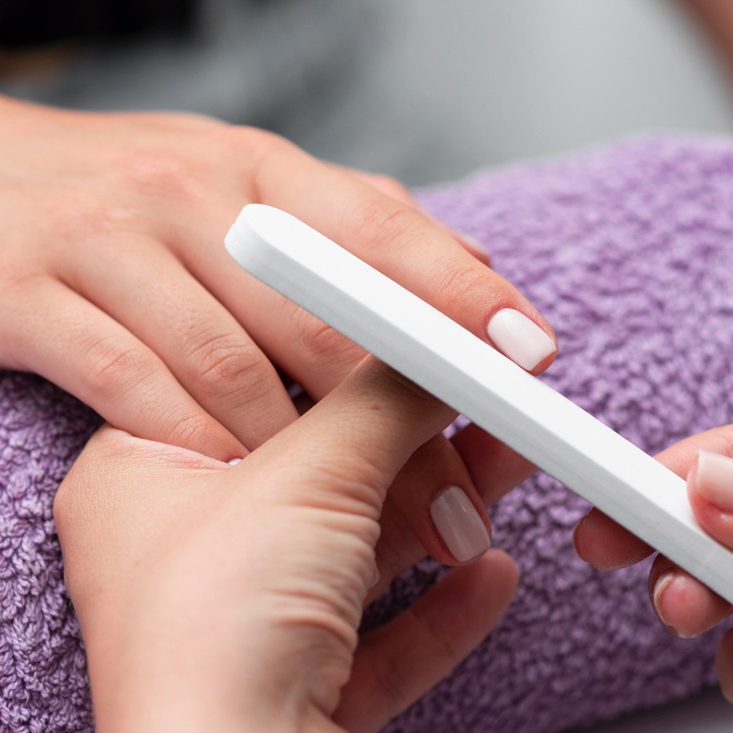 Manicure and pedicure tools organized neatly in the 8-in-1 manicure set