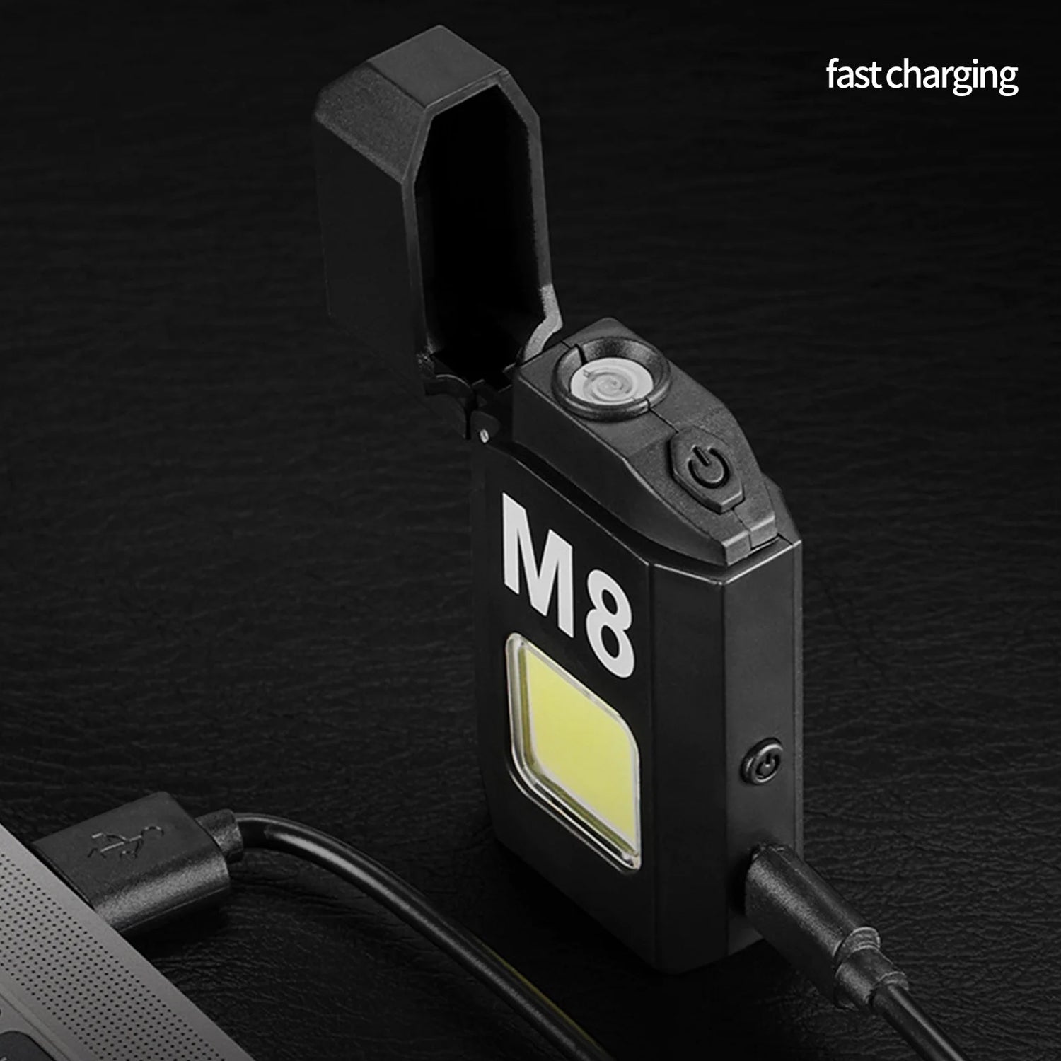 Close up side view of compact portable mini torch lighter