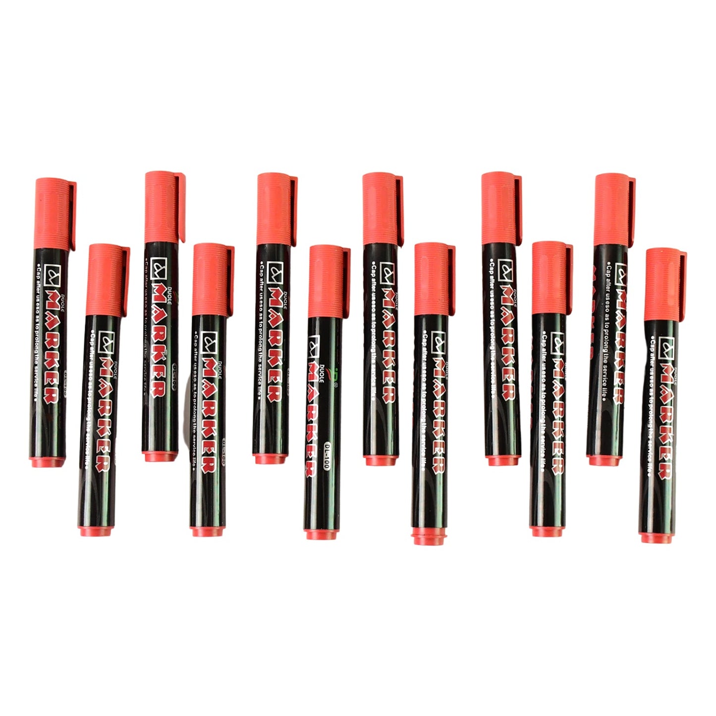 Multi-pack of red permanent markers suitable for office and industrial marking