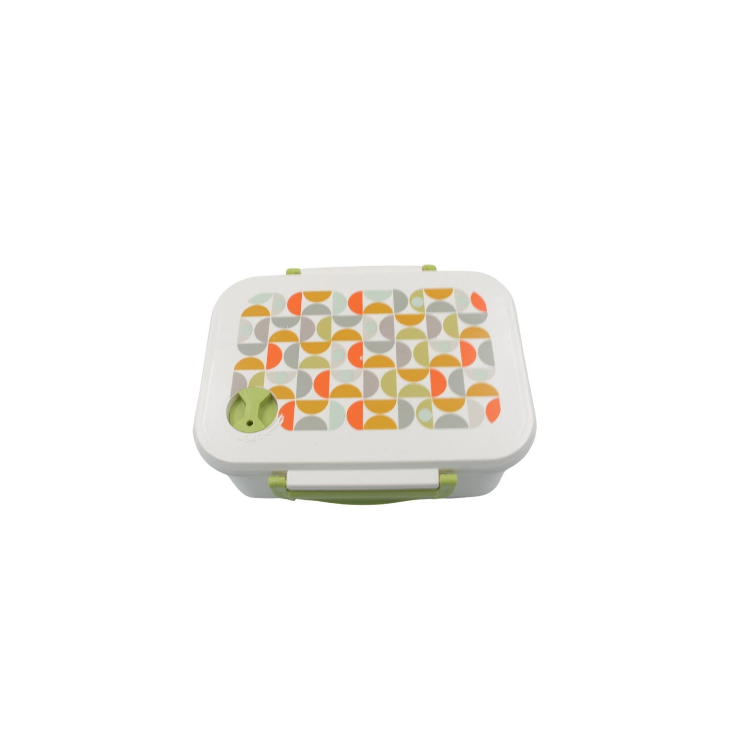 Top-down view of the 3 compartment lunch box, ideal for school and office meals.