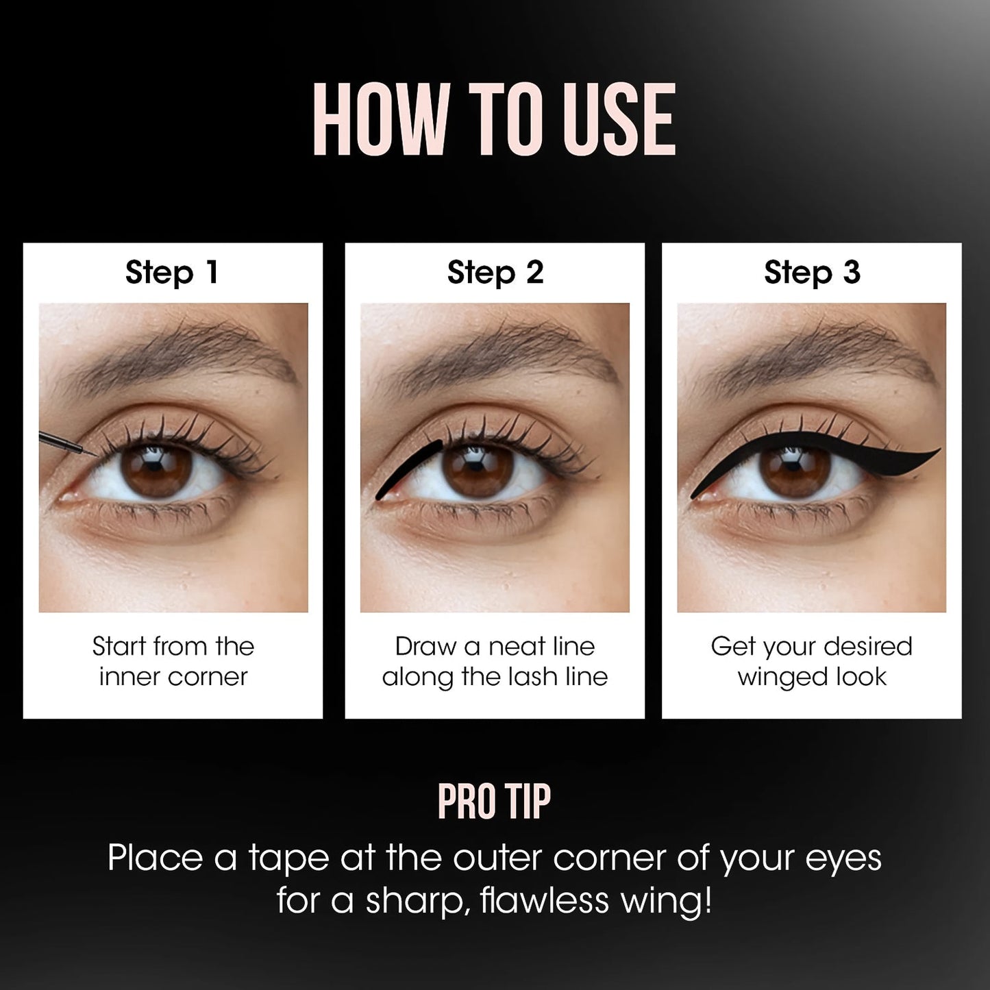 Durable and quick-dry liquid eyeliner with bold matte finish