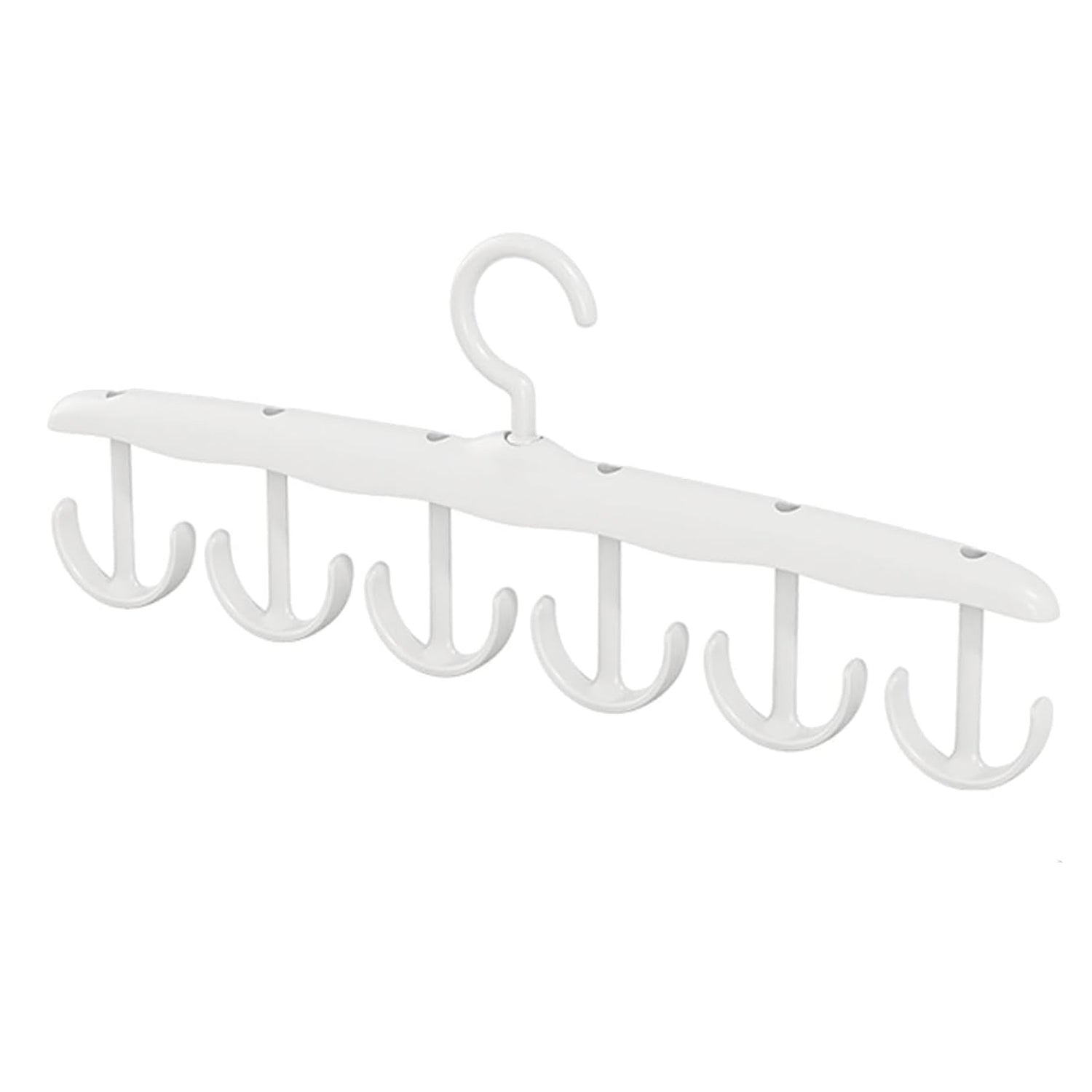 Side view of the space-saving tank top hanger with garments, showcasing its slim profile.