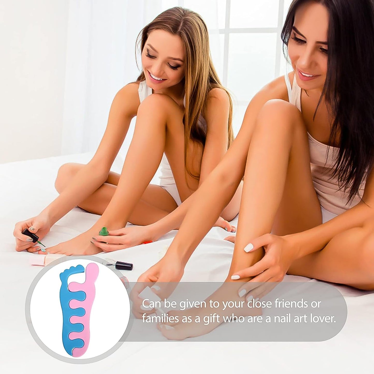 Neutral image displaying reusable sponge toe spacers