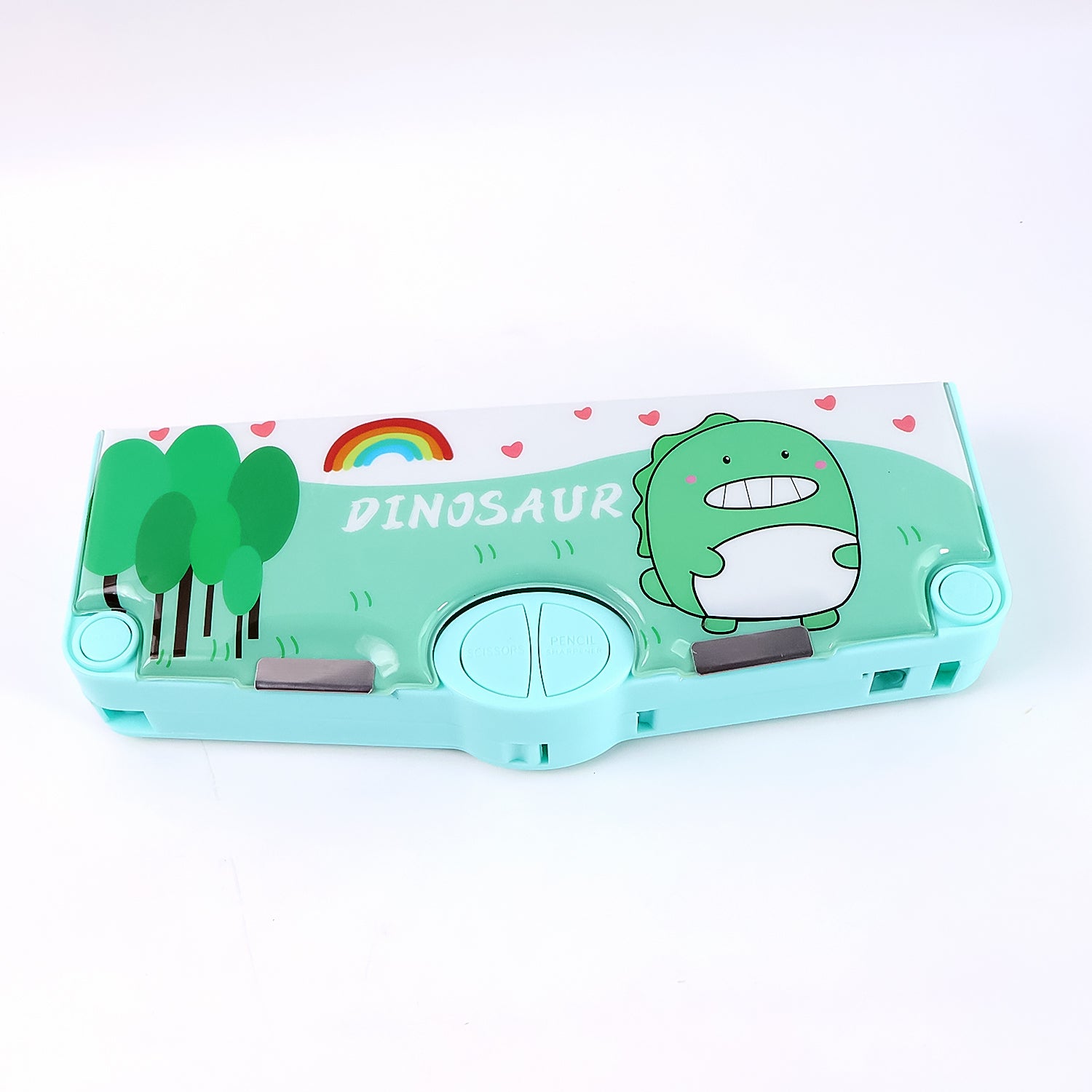Side profile of the multifunctional magnetic pencil box for children.